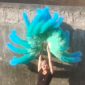 1 Giant Vegan waterfall fan éventail tulle boa Burlesque Showgirl made in France