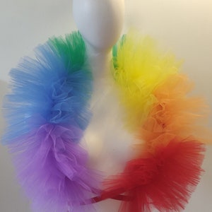 Vegan Rainbow Tulle Boa Boléro Burlesque Drag Pride made in France