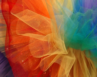 Giant Vegan Tulle Boa : Shiny Rainbow Glitters Pride Burlesque Drag