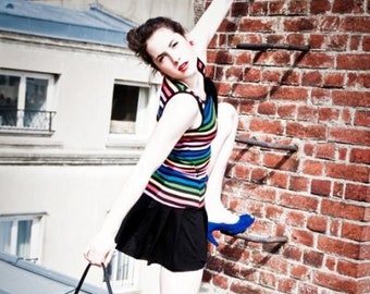 Robe à rayures en jersey de coton à rayures multico MODELE UNIQUE