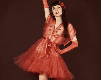 Peignoir BabyDoll en tulle doux réalisé à la commande Showgirl Burlesque Dragqueen in France