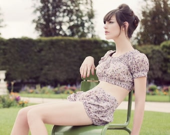 Ensemble short bloomer et brassière Babydoll MODELE UNIQUE Coton Liberty