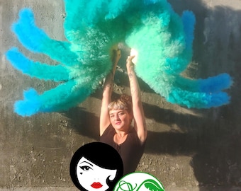 1 Giant Vegan waterfall fan éventail tulle boa Burlesque Showgirl made in France