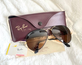 new old stock USA Ray Ban flying colour black  62mm(Rare) mirror b15 brown lens
