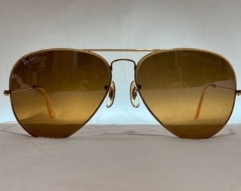 新品 ヴィンテージ B&L レイバン ラウンド メタル ゴールド ブルー