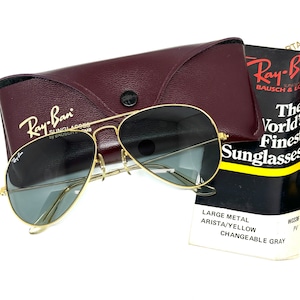USA ray-ban Aviator Gold 58mm changeable grey/blue lens, Rare ,New old stock