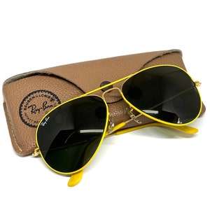 new old stock USA Ray Ban flying colour yellow&gold  58mm(Rare)  G15 dark green/grey lens