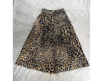 Anna & Frank VTG Y2K 100% Silk Leopard Print A Line Mini Skirt Office Siren Sz S