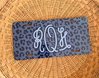 Black Leopard Monogrammed Sublimated License Plate | Personalized Car Tag | Photo License Plate | Business Logo Plate