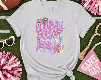 Football Season Hallelujah Shirt or Sweatshirt, Cute Game Day Tee, Pink Football Crewneck, Retro Football Shirt, Fall Tailgate Outfit