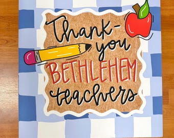 Custom Teacher Appreciation Banner, 24x24 School Thank You Sign, Teacher Appreciation Week Decor, Personalized School Banner