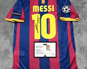 Lionel Messi FIRMADO Barcelona Home UCL 16/17 Camiseta/Jersey exclusivo + COA Retro