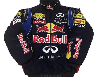 Adult F1 Vintage Racing Jacket - Red Bull Navy Retro Redbull Racing Jacket - Y2K Vintage Racing Fan Gift - F1 Merch