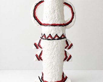 Hand Painted Paper Clay Vase | Artistic Statement Decor