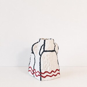 Handmade Paper Clay Sculptural Vase | Hand-painted Art Object, Upcycled Jar Decor image 5