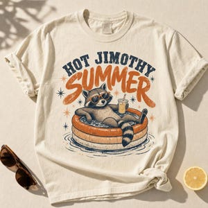 Personalized Hot Summer Raccoon Shirt, Retro Sunglasses Raccoon Comfort Colors Tee, Funny Pool Float Graphic T-Shirt