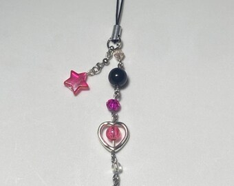 handmade magenta  and black phone charm