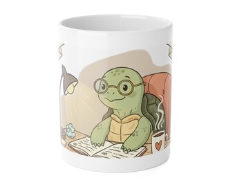 ADHD Tortoise Mug | Task Initiation Slow Start Coffee Cup | Neurodivergent Desk Gift
