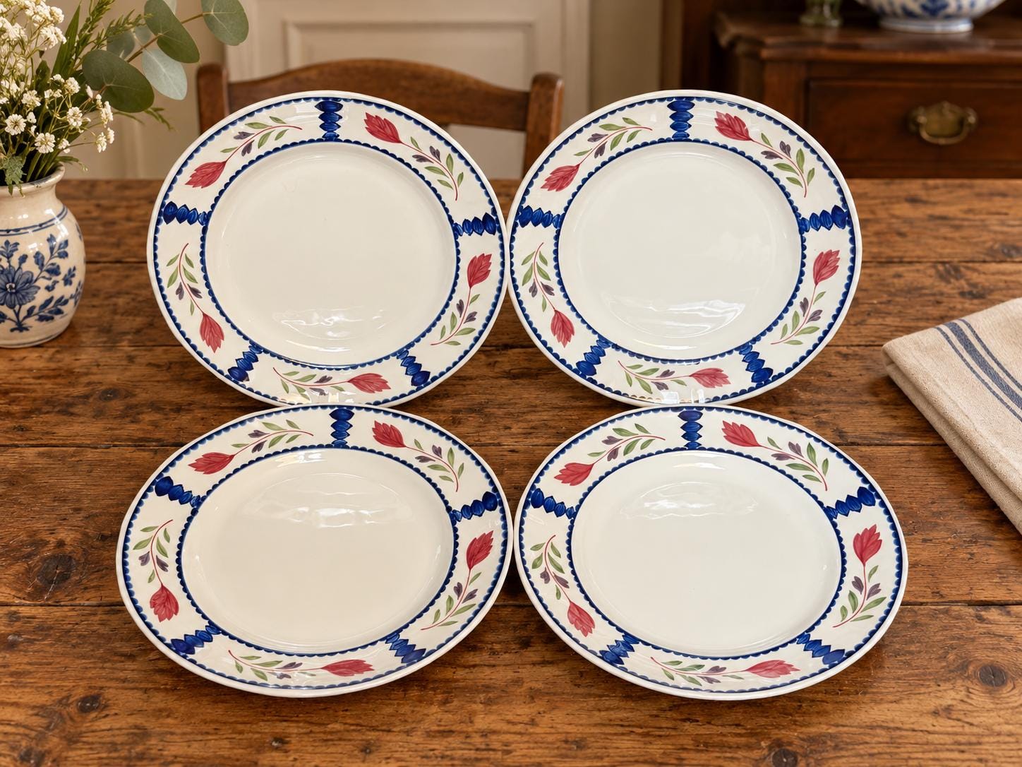 8 Inch Vintage Blue Floral Plate - Etsy