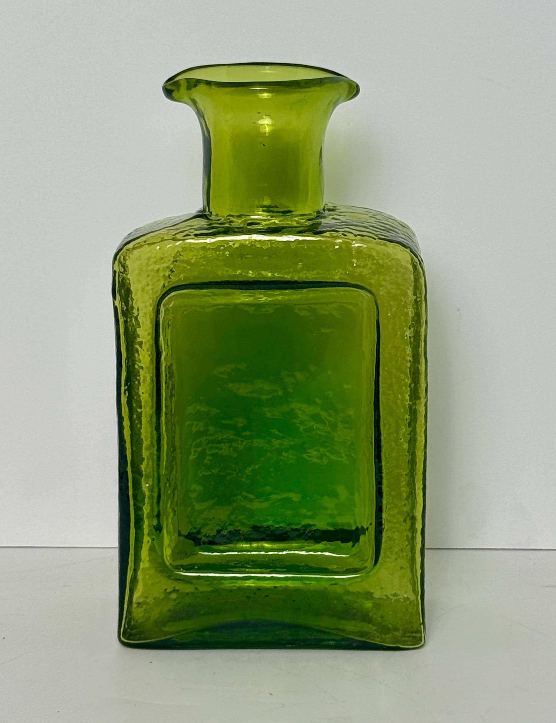 Vintage Green Glass Water Bottle - Etsy