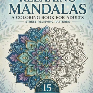 Libro para colorear de mandalas para adultos: PDF imprimible + PNG digital para colorear en GoodNotes, Procreate y tabletas / Descarga instantánea