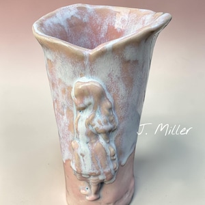 Hand Sculpted Alice Vase – Blush Pink Drip Glaze Art Pottery, Small Sculptural (Second)