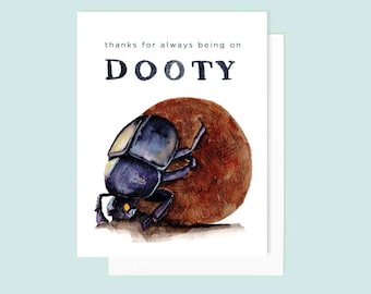 Thanks For Always Being on Dooty Father's Day Greeting Card | Watercolor Beetle | Funny Card for Dad | Card for Fathers Day