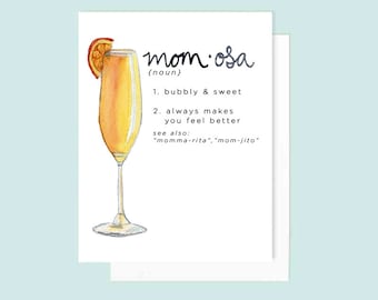 Momosa Mother's Day Card | Mimosa Greeting Card | Watercolor Mimosa | Mimosa Card | Drink Card | Cocktail Card | Mimosa Gift