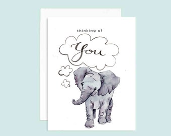 Thinking of You Greeting Card | Everyday Card | Just Because Card | Elephant Puns | Animal Puns | Encouragement Card