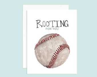 Rooting For You Greeting Card | Baseball Card | Baseball Puns | Encouragement Card