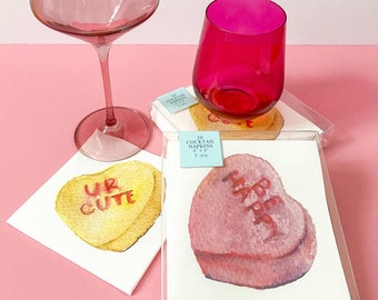 Valentine's Day Cocktail Napkins | Conversation Heart | UR Cute | Class Party Napkin