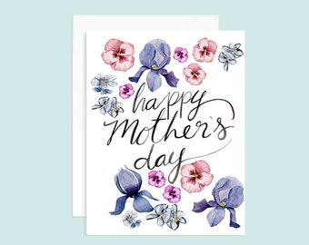 Happy Mother's Day Floral Card | Mother's Day Card | Watercolor Card for Mom | Card for Mom | Mother's Day Flowers