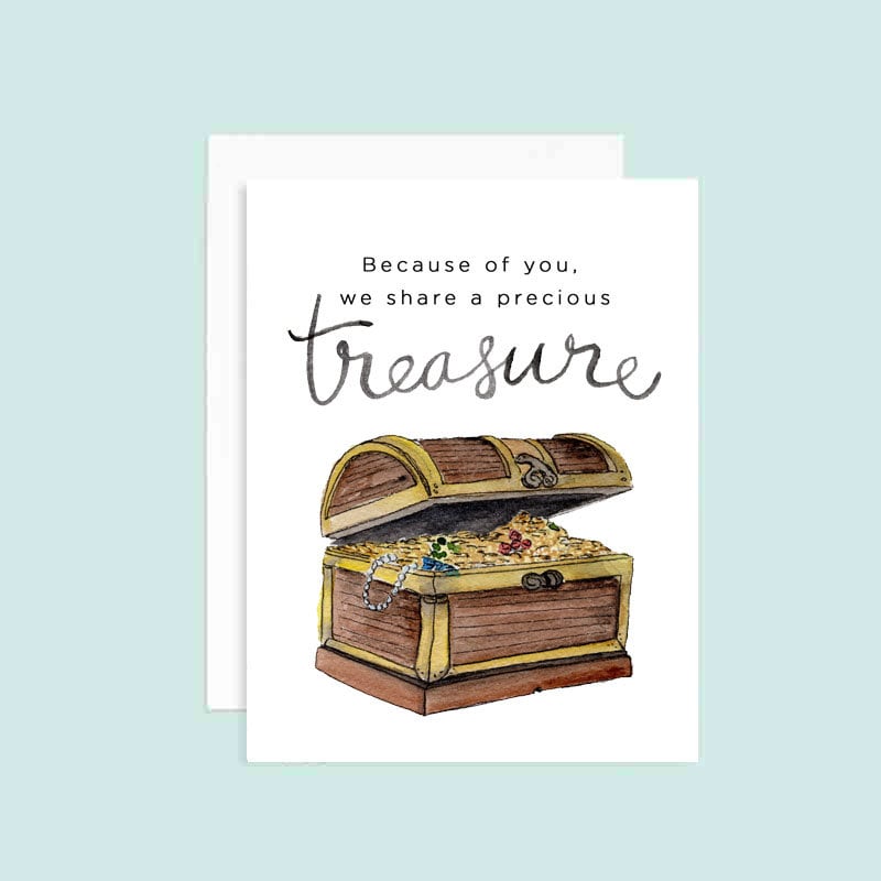 Because of you we share a precious treasure | Adoption Card | Foster Card | Foster Care | Child Adoption