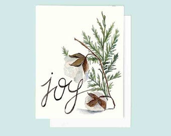 Joy Holiday Card | Watercolor Christmas Card | Joy Cotton Card | Christmas Card | Holiday Cards | Set of Christmas Cards