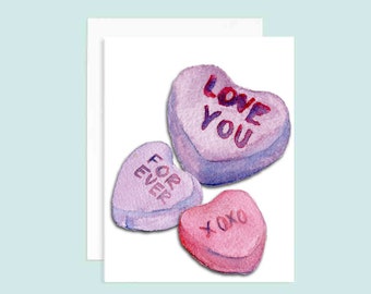 Happy Valentine's Day Conversation Hearts Card | Valentine's Card | Candy Hearts UR Cute | XOXO | You Rul | Love You Card |