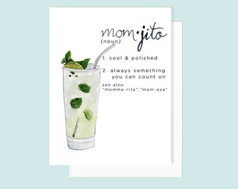 Momjito Mother's Day Card | Mojito Greeting Card | Watercolor Mojito | Mojito Card | Drink Card | Cocktail Card | Mojito Gift | Momjito Gift