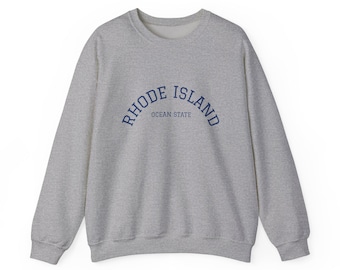 Rhode Island Sweatshirt, Varsity Ocean State Crewneck, Collegiate RI Pullover, Unisex New England Gift