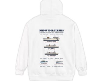 Know Your Ferries Block Island Hoodie, Comfort Colors Boat Chart Sweatshirt