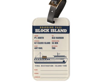 Block Island Ferry Boarding Pass Luggage Tag, Acrylic Travel Gift (2.4 x 4 in)