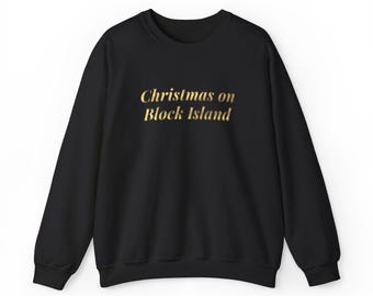 Sudadera navideña de Block Island, cuello redondo navideño dorado metalizado, regalo de Navidad de Rhode Island