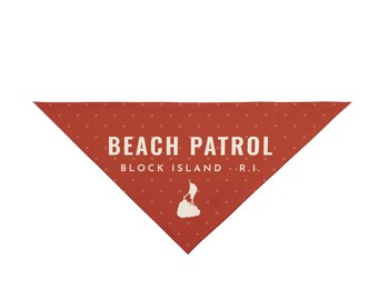 Pañuelo para perros de Block Island, pañuelo para mascotas de Beach Patrol, regalo para perros de Rhode Island, dos tamaños