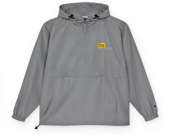 Mohegan Bluffs Embroidered Champion Anorak, Block Island Packable Windbreaker, Rhode Island Gift