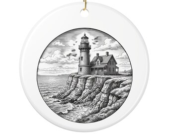 Block Island Southeast Light Ornament 2026, Ceramic Lighthouse Christmas Keepsake