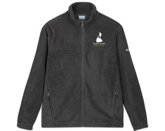 Block Island Embroidered Columbia Fleece Jacket, Island Map Full Zip Fleece, Rhode Island Gift