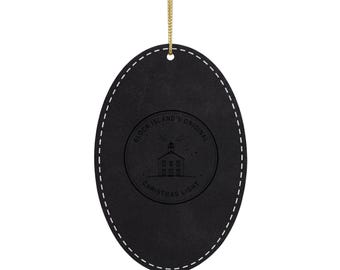 North Light Ornament, Block Island Lighthouse Engraved Leather Christmas Ornament 2026, Rhode Island