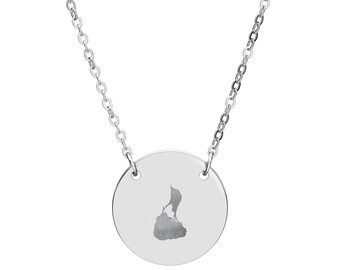 Collar de Block Island, colgante con mapa de la isla grabado, en oro, oro rosa o plata, regalo de joyería de Rhode Island.