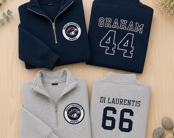 Sudadera personalizada Briar U Hockey bordada, Sudadera Hockey Romance con cremallera de un cuarto, Ropa Off-Campus, Camiseta Graham 44, Dean Di Laurentis