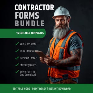 Contractor Forms Bundle, 16 Editable Construction Business Templates (Instant Download)