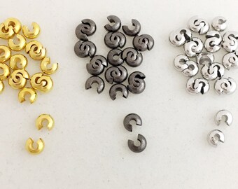 9x3.5mm Brass Bead Tips Gunmetal Bead Tip 3mm inner diameter Gold Bead Tip Knot Covers Mixed Colors Metal Bead Tip Metal Mixed Lot