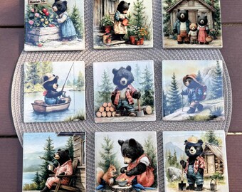 Art Coasters In Mountain Lake Bear Themes Ceramic Tiles